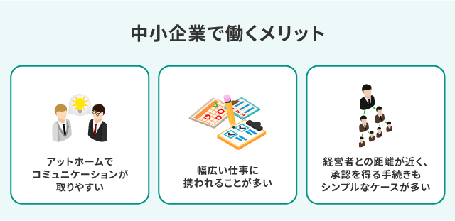 中小企業で働くメリットのイメージ図