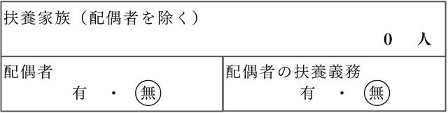 独身の場合は配偶者「無」、配偶者の扶養義務「無」