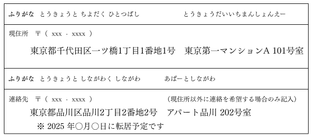 引っ越し先の住所が決まっている場合