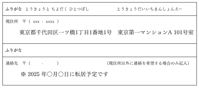 引っ越しはするが住所が未定の場