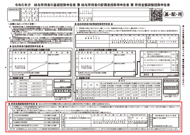 所得金額調整控除申告書のサンプル画像